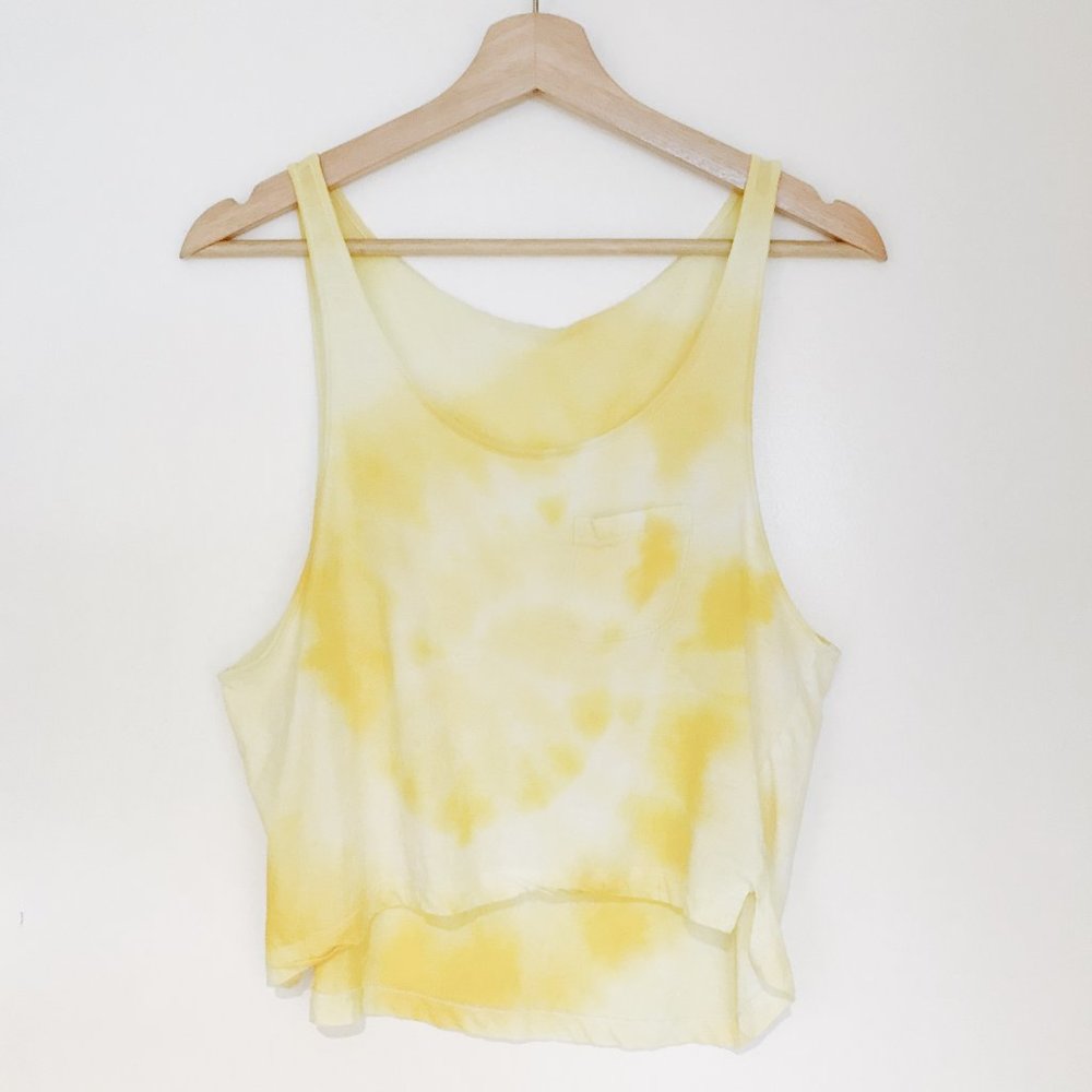 Yellow Cropped Tie Dye Tank Top